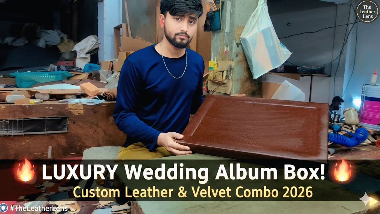 Viral Style): Making of Luxury Wedding Album Box 📦 | 2026 Trending Design ✨ #TheLeatherLens