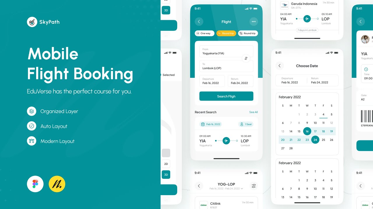 UI Design Flight Booking in Figma - UI Speed Design | Week - 10