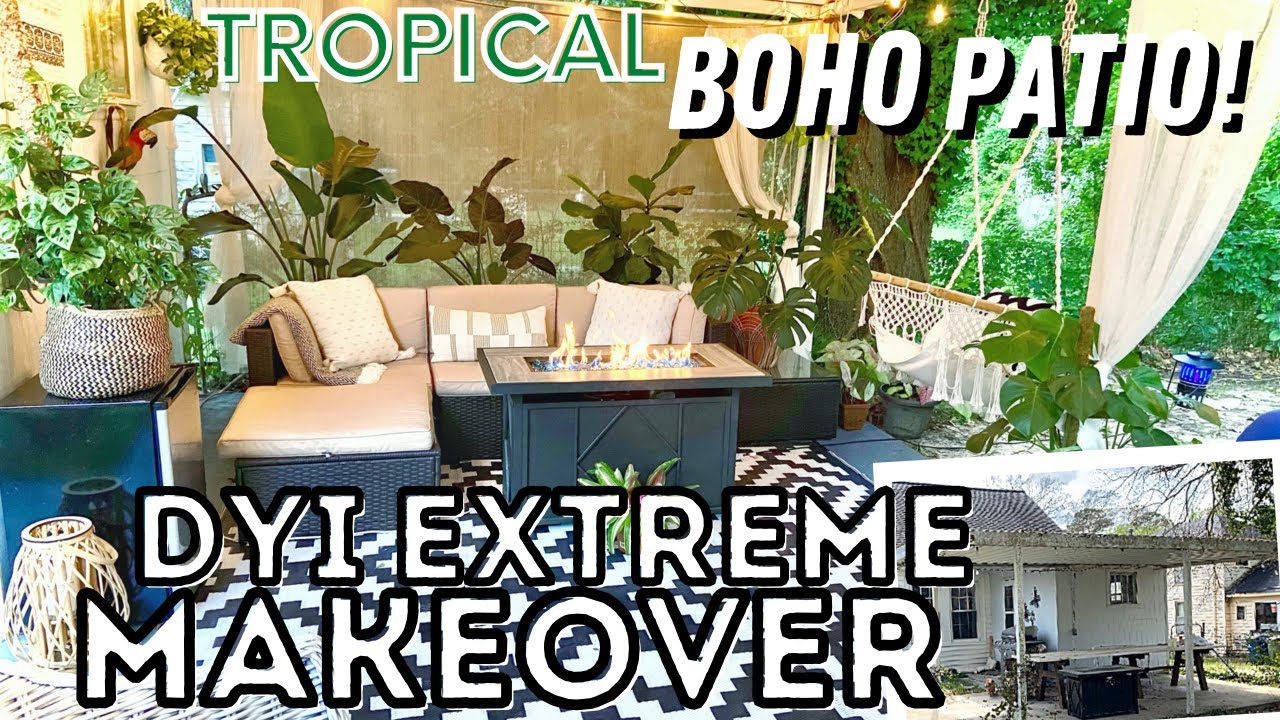 EXTREME TROPICAL OASIS PATIO TRANSFORMATION ON A BUDGET!!! /Using lots of Houseplants!💚😉