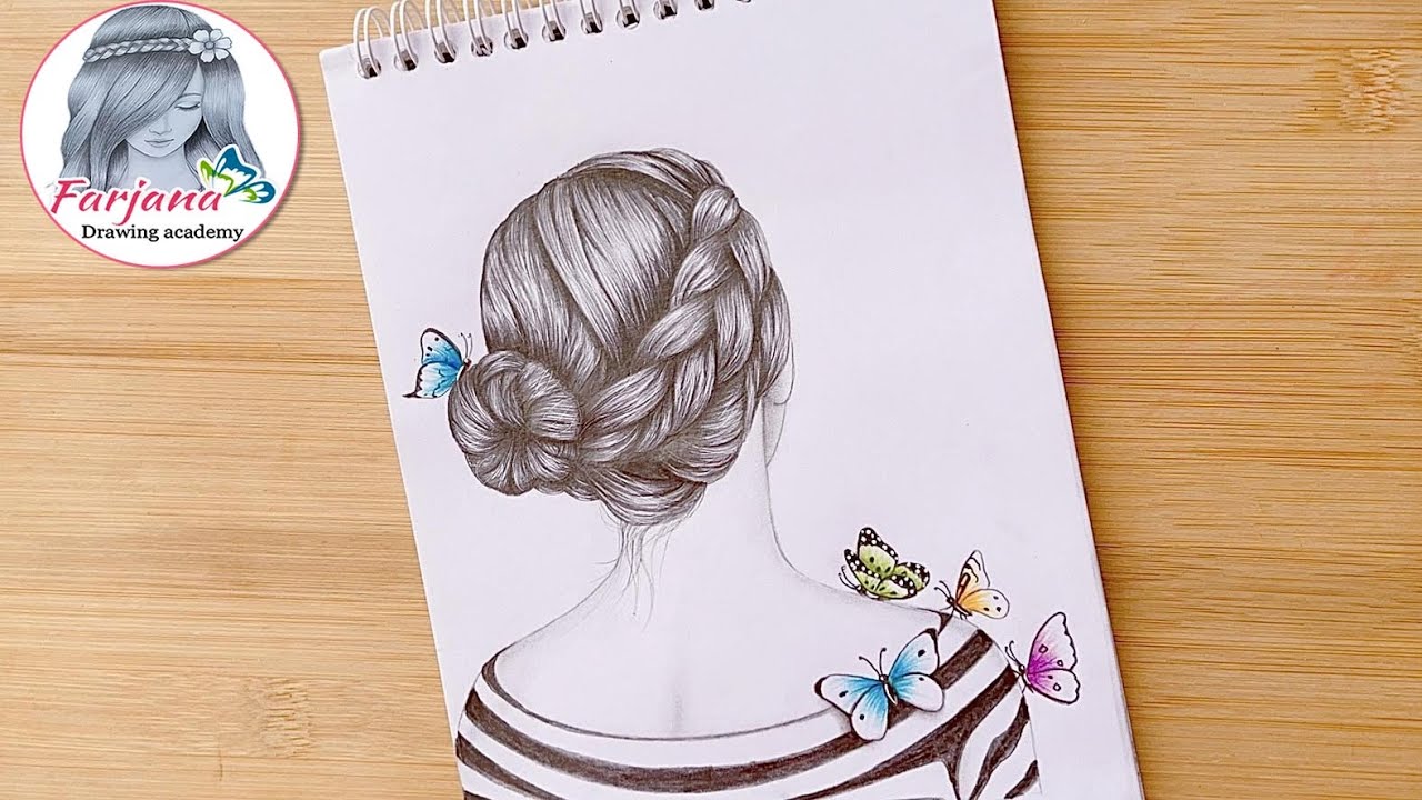How to draw a girl's backside with butterflies || Easy for BEGINNERS - step by step Pencil sketch
