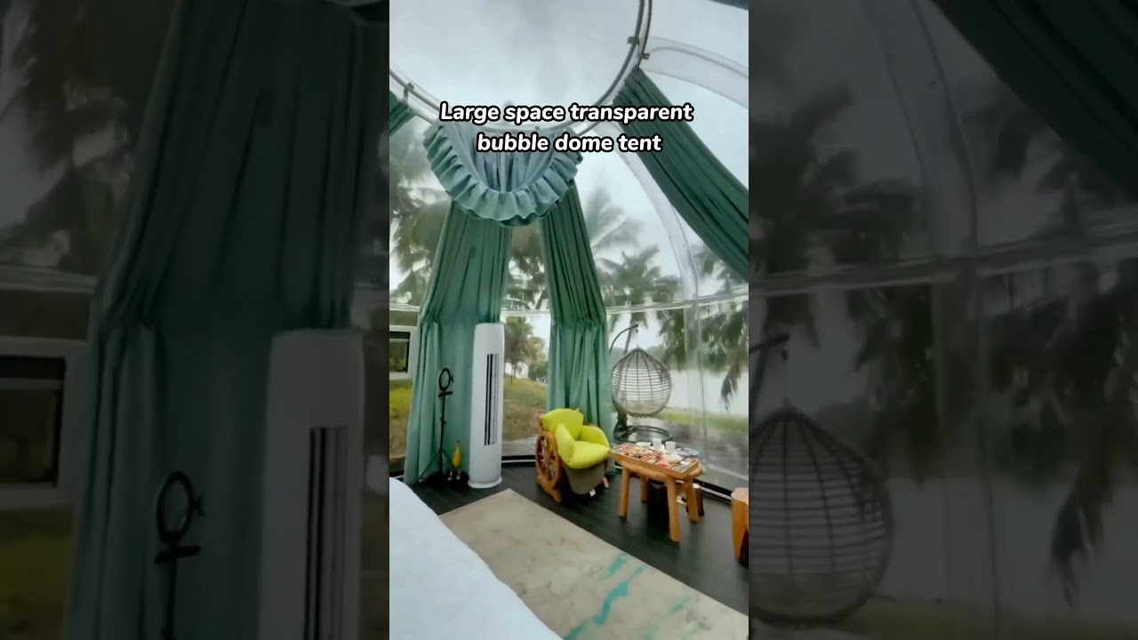 Outdoor camping transparent bubble dome room + electric gauze curtain #decor #patio