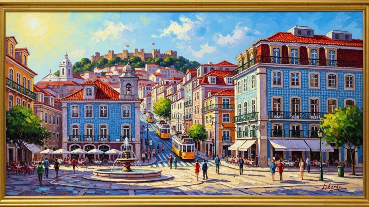 Lisbon's Golden Hour: A City in Oil Paint#Frame TV|4K