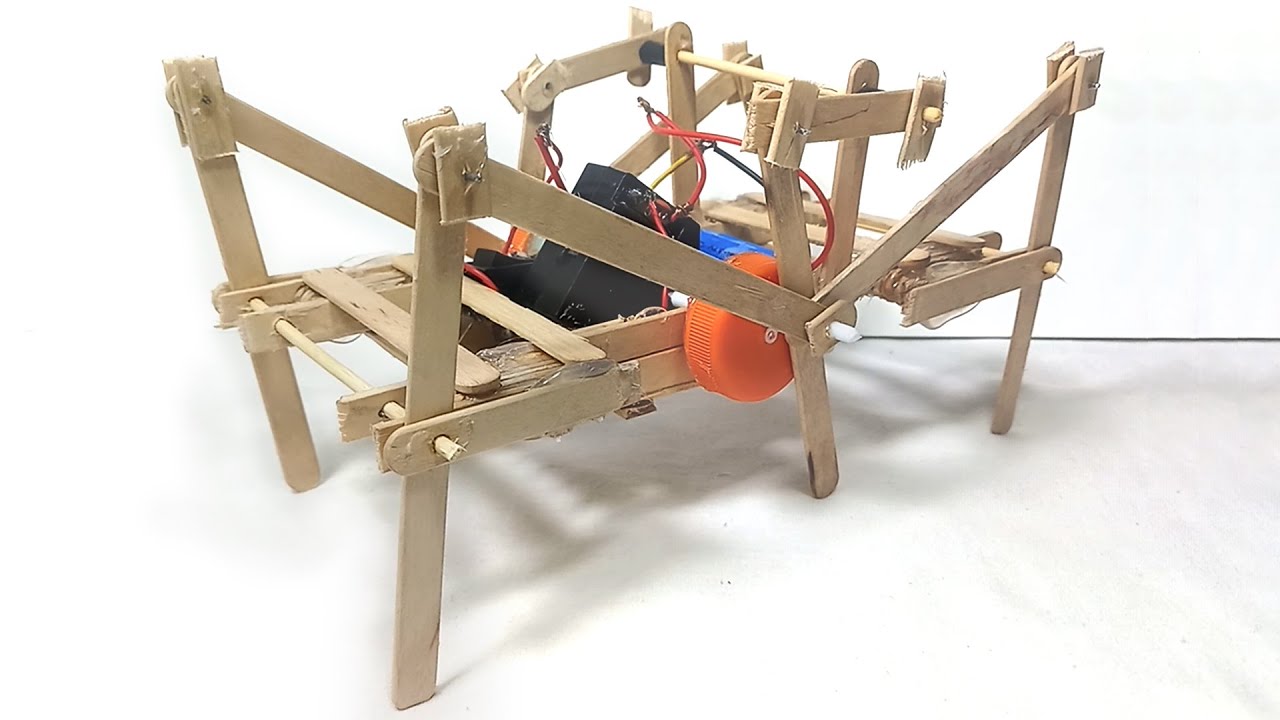 Araña robot muy fácil de hacer en casa con paletas de helado 100% funcional | hazlo tu mismo