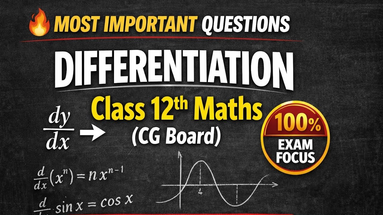 Most Important Questions of Differentiation | Class 12th Maths CG Board | 100% Exam Focus 🔥
