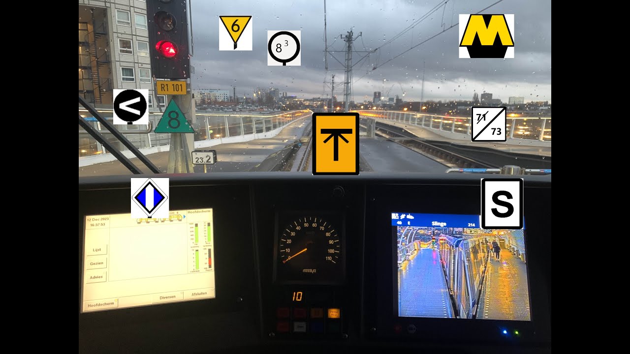Cabview Metro Rotterdam| Line E: Slinge to The Hague| Rush Hour| All signs along the track explained
