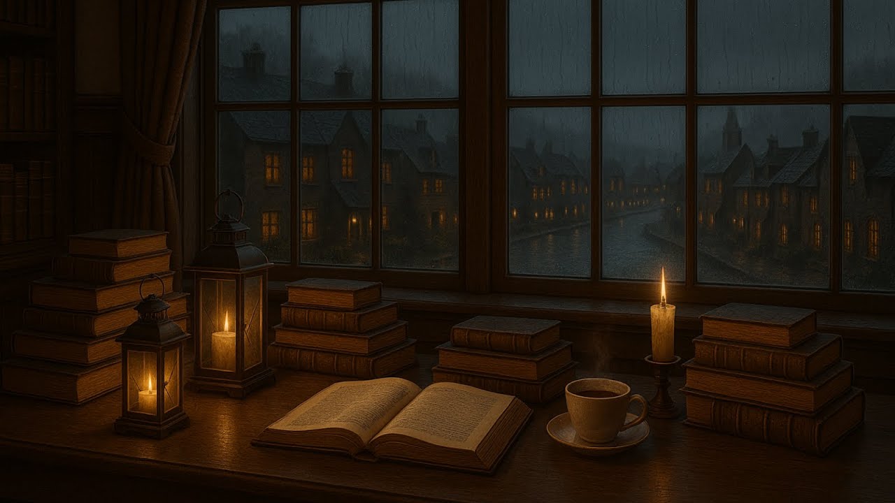 Dark Academia Ambience for Studying — Rain, Candlelight & Calm Instrumental Music