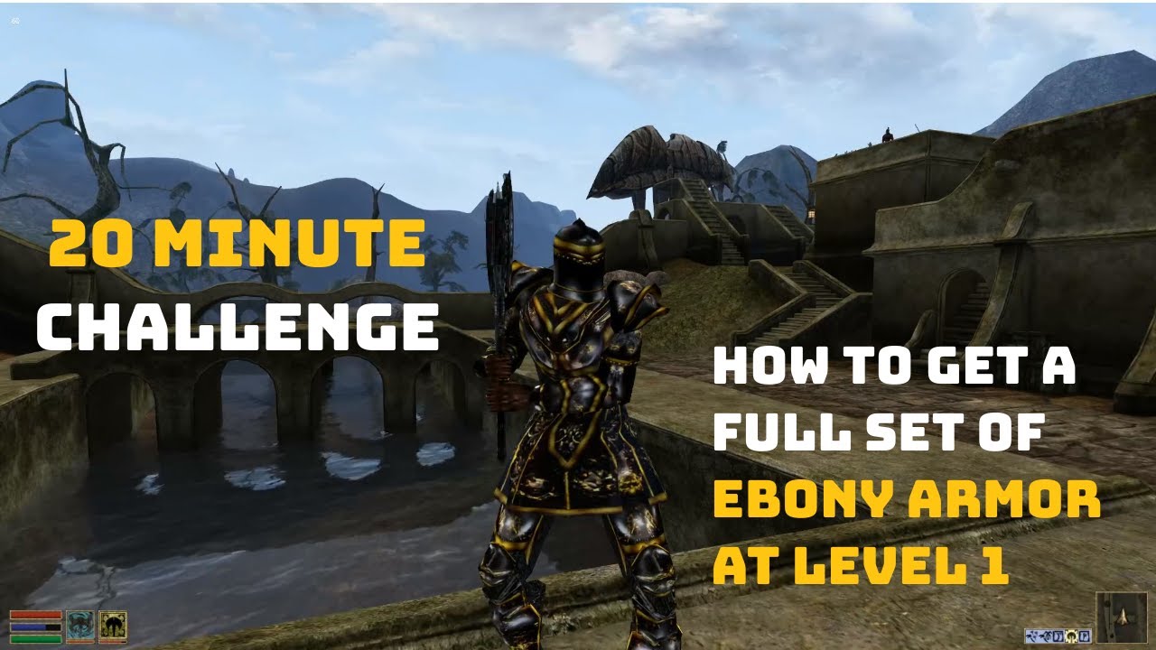 Morrowind Full Ebony Armor Set at Level 1 - No Exploits