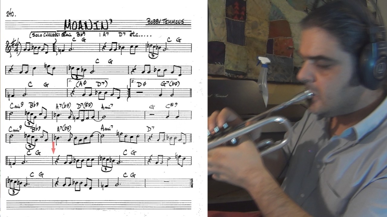 Moanin - trumpet cover theme tutorial