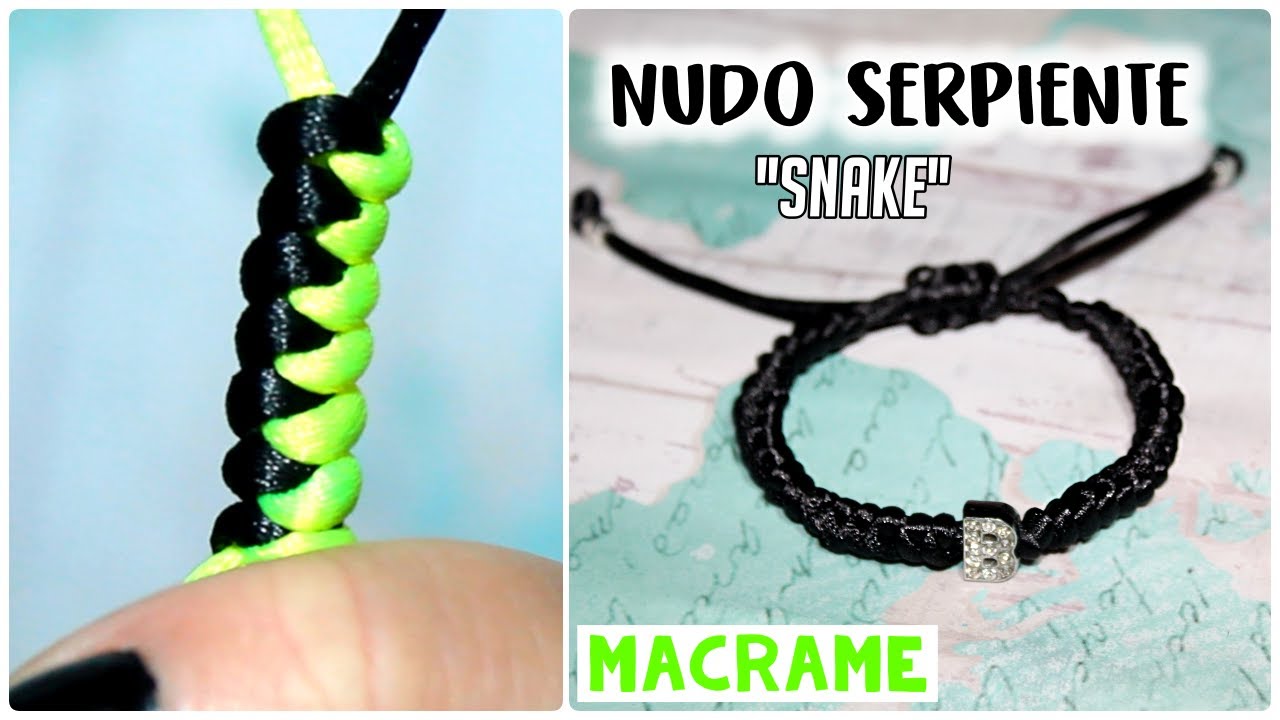 NUDO DE SERPIENTE Como hacer una pulsera super fácil con hilo (Macrame)