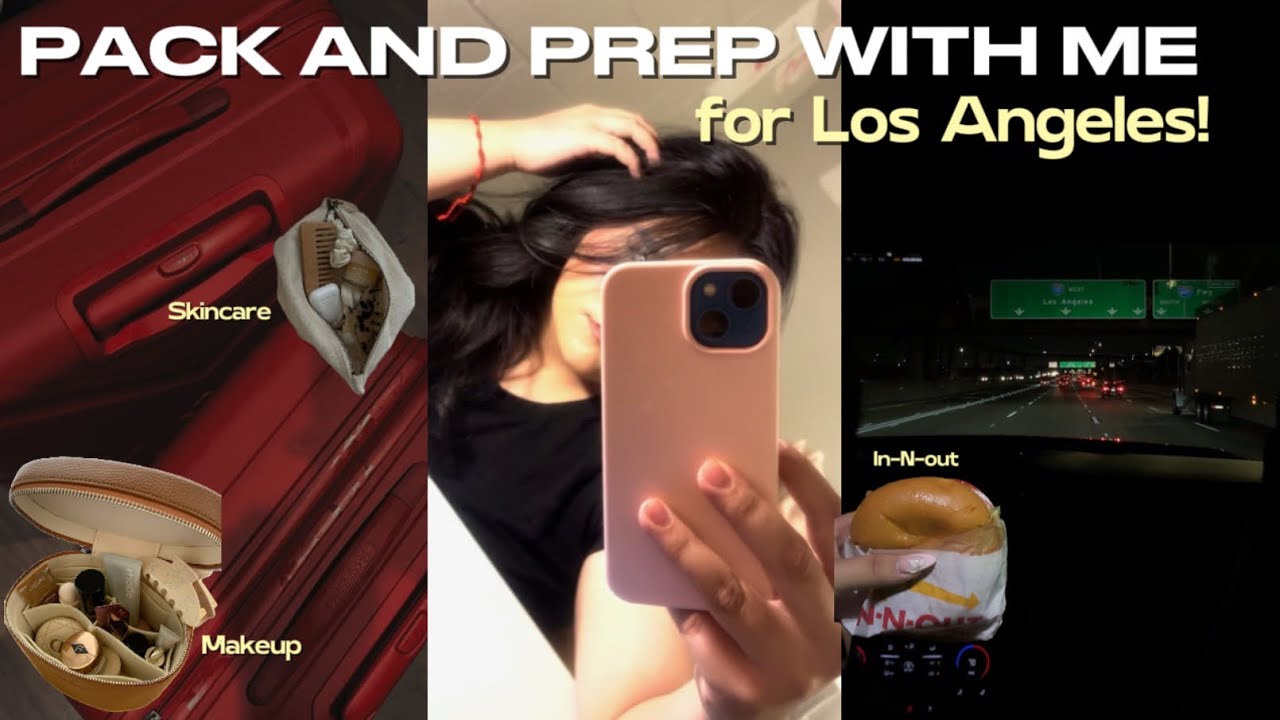 Pack & prep with me for Los Angeles 🌴, outfit, skincare, makeup essentials