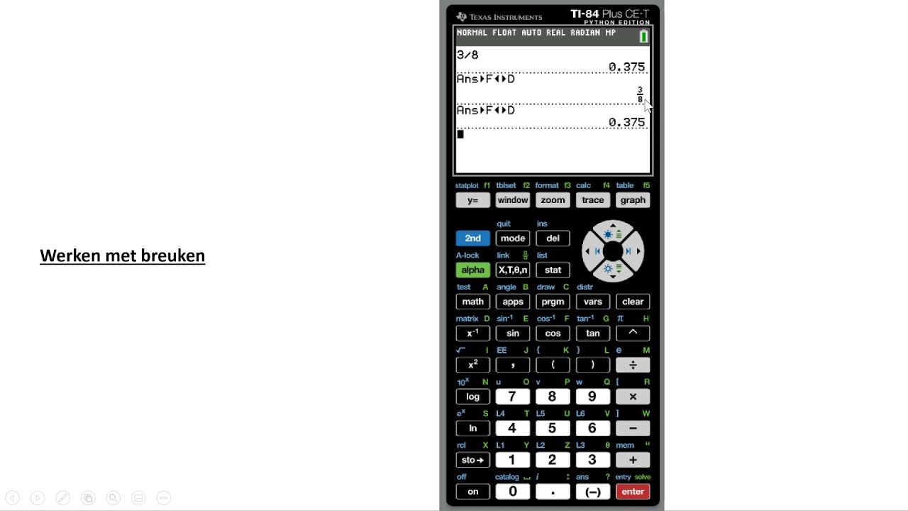 Werken met breuken (TI-84 Plus CE-T)