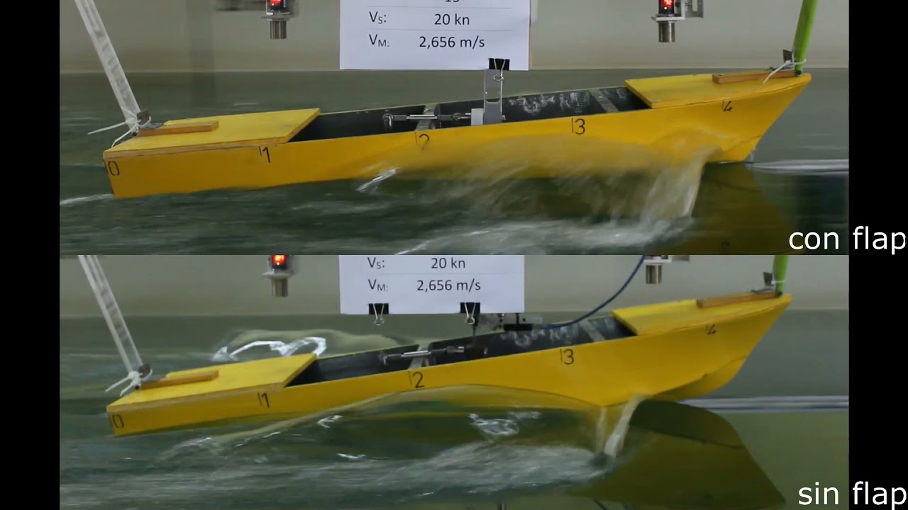 Semi-planning hull - with and without stern flap / Casco de semiplaneo - con y sin flaps de popa
