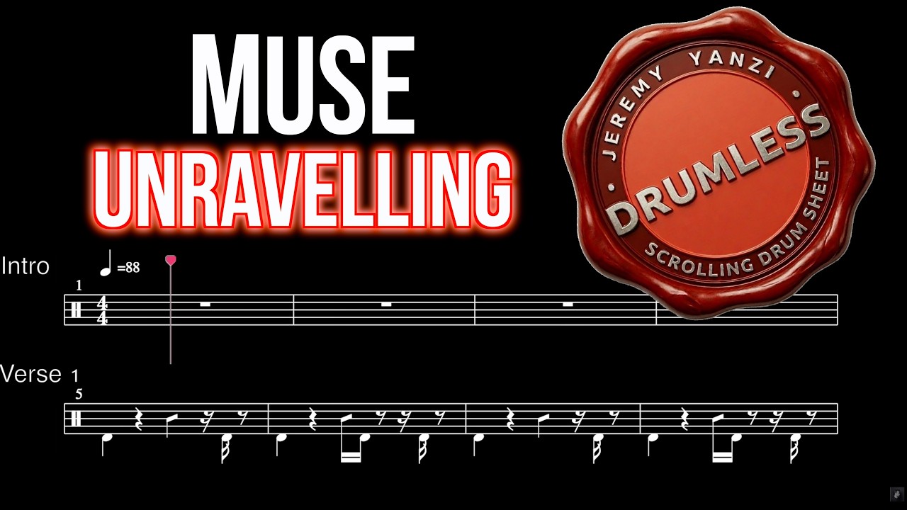 Muse - Unravelling - Drumless (with scrolling drum score)