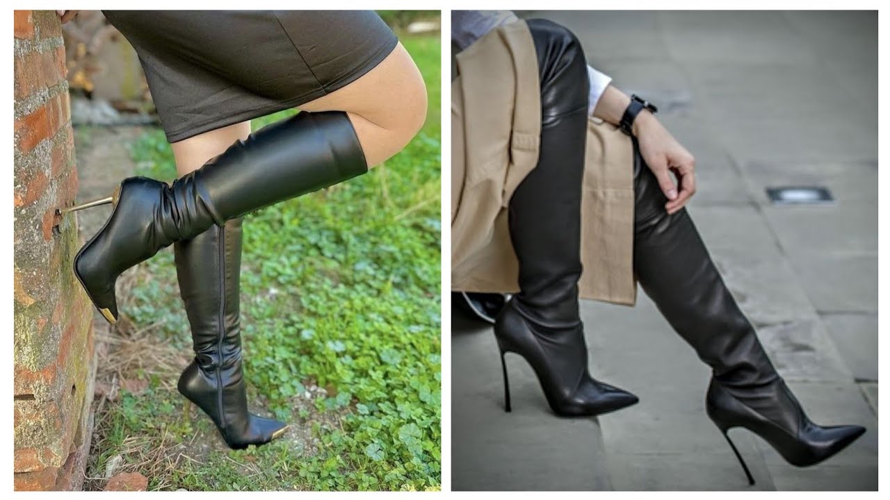 Very hottest and gorgeous leather long high heels boots