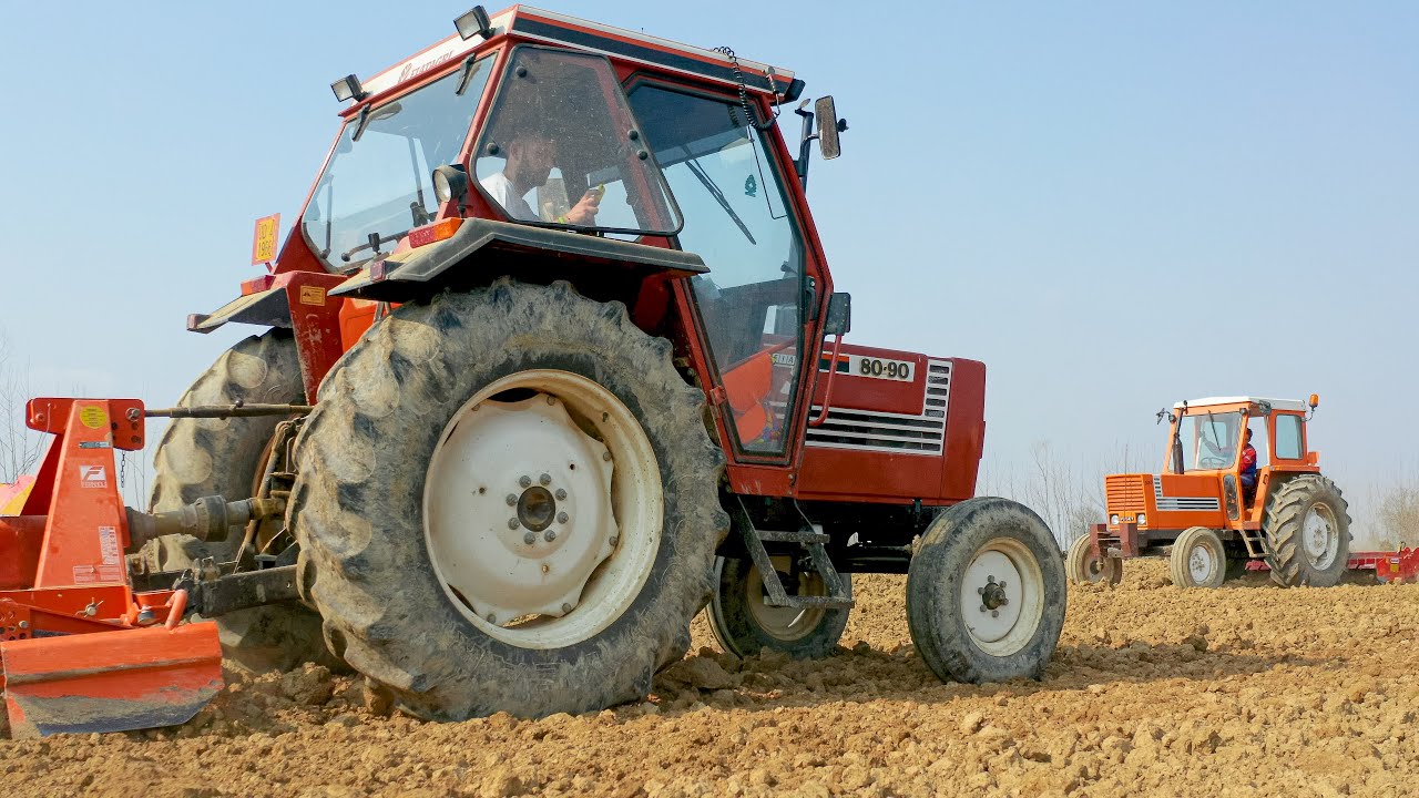 Fiat 980 и Fiatagri 80-90 + Ротационная борона | Подготовка почвы
