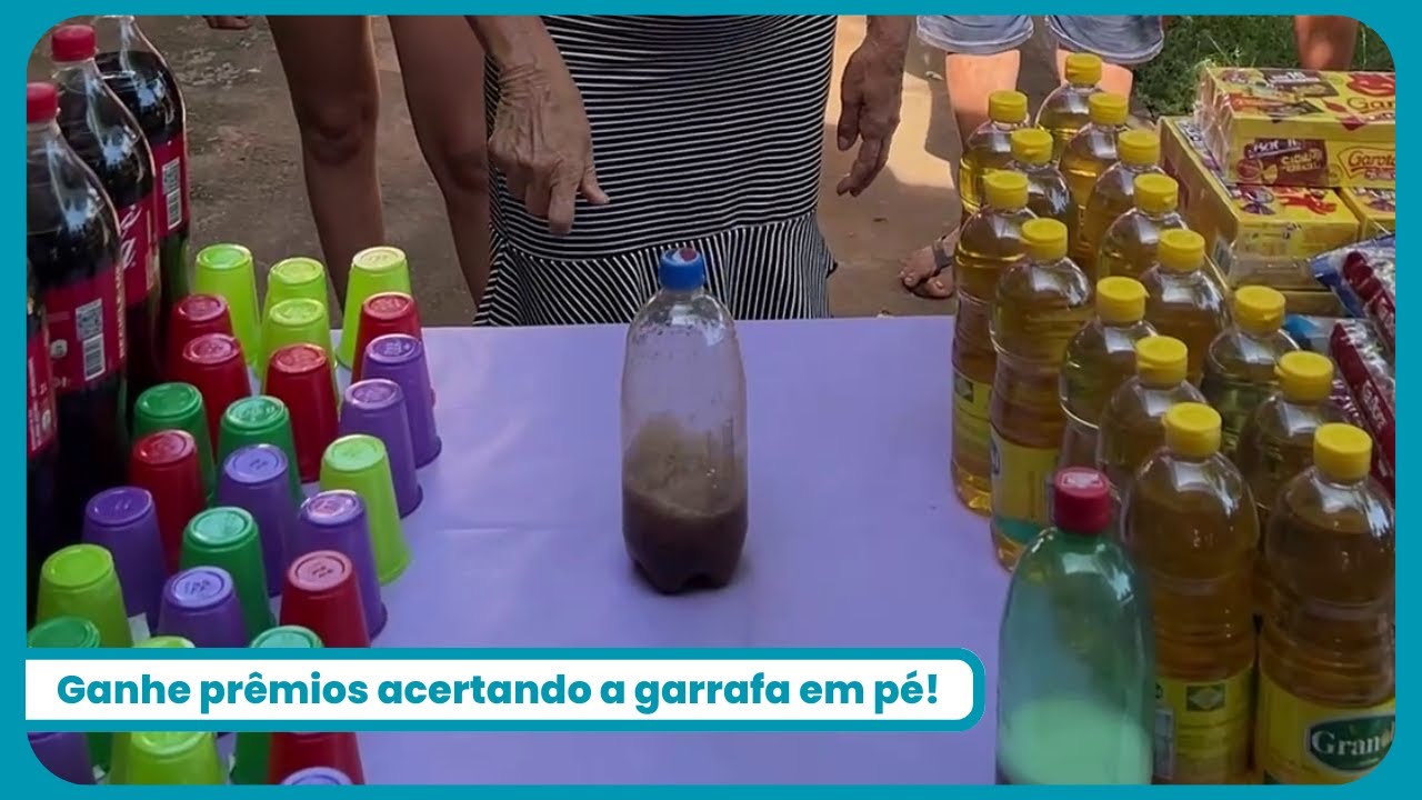 Ganhe prêmios acertando a garrafa em pé!