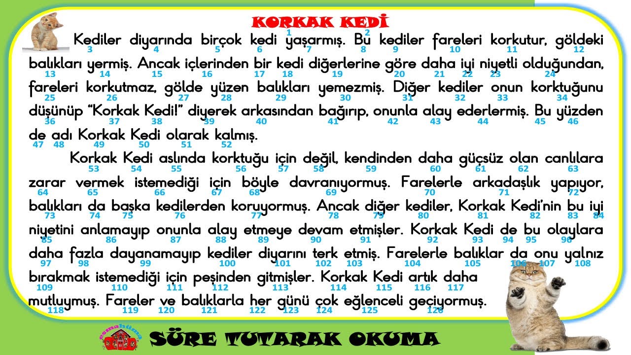Süre Tutarak Okuma Çalışması -7 I 2021-2022 I 126 Kelime I 2. 3. 4. Sınıflar Okumayı Hızlandırır !