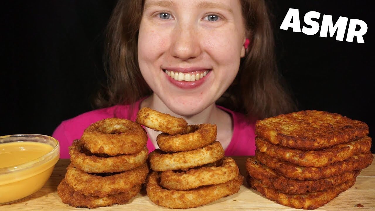 ASMR ONION RINGS & HASHBROWNS MUKBANG (No Talking) EATING SOUNDS