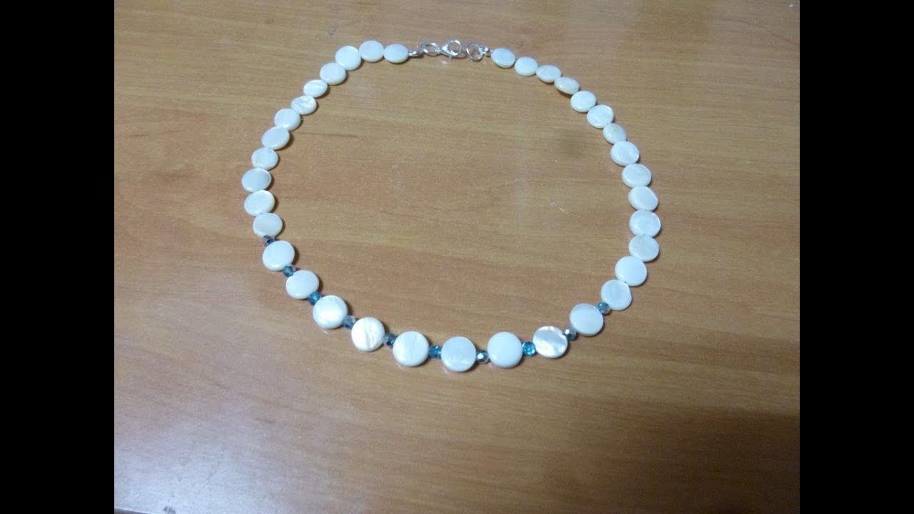COLLAR PERLAS PLANAS DE NACAR Y CRISTAL