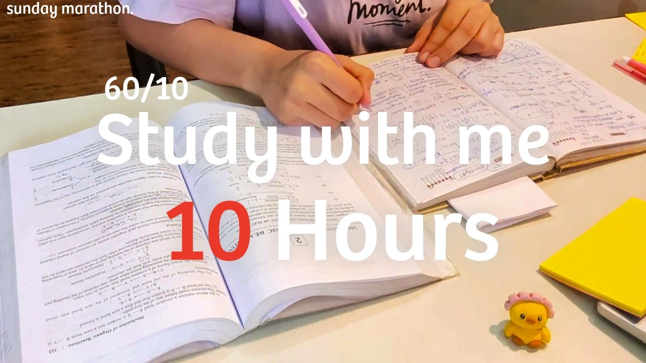 10 Hours study with me LIVE | Rain sound | 60 min study, 10 min break