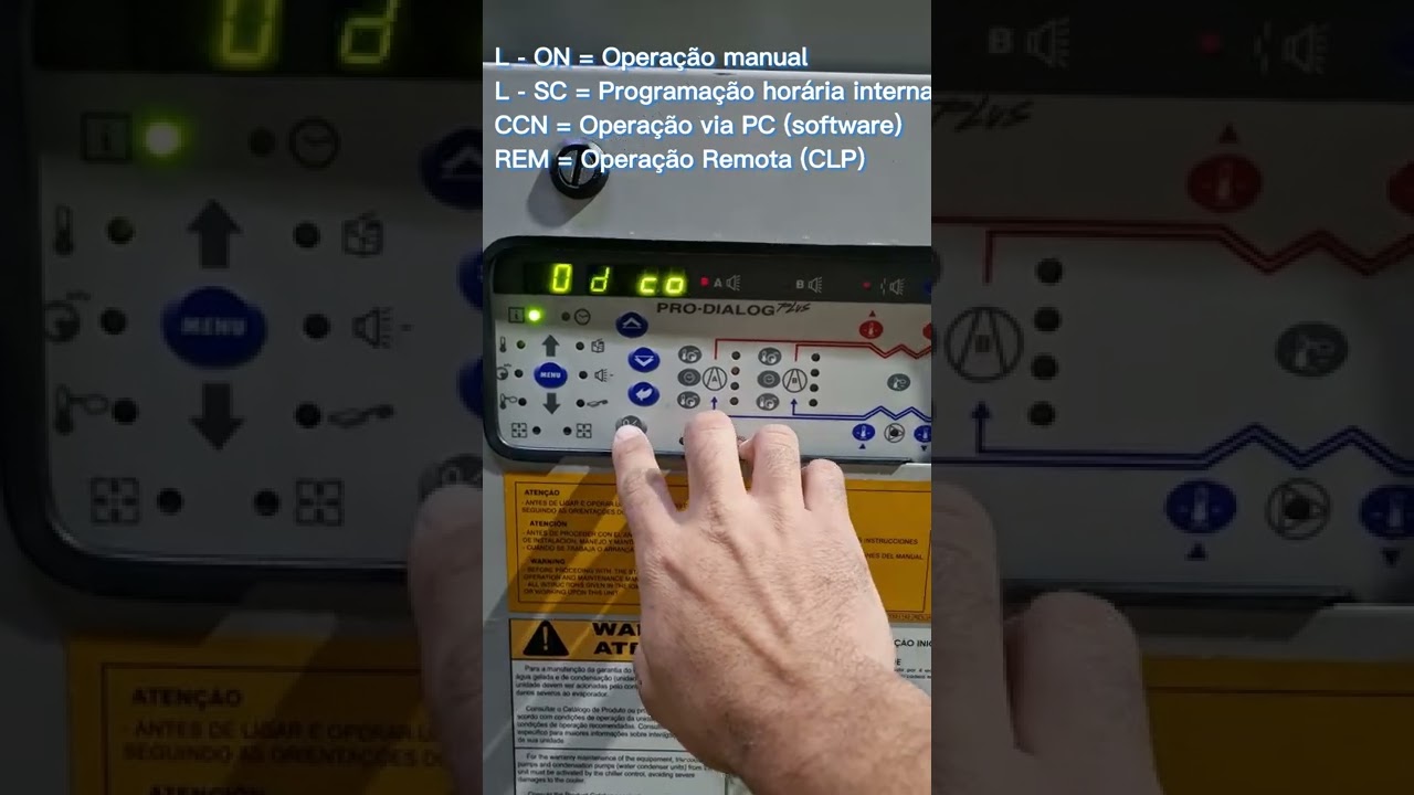 Como ligar o chiller, modos de operação e como desliga-lo.