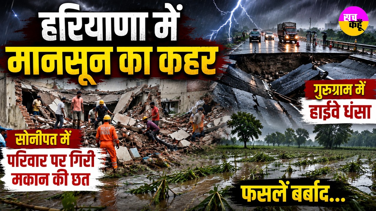 Haryana Flood 2026 | Monsoon का कहर | Crop Damage | Roof Collapse | Gurugram Waterlogging | Alert