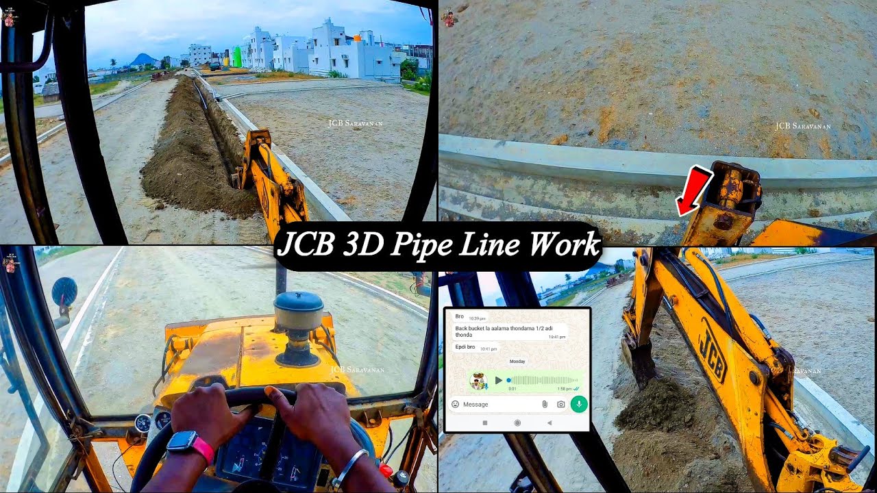 JCB 3D | 1/2 அடி குழி எடுப்பது எப்படி | Pipe Line Work
