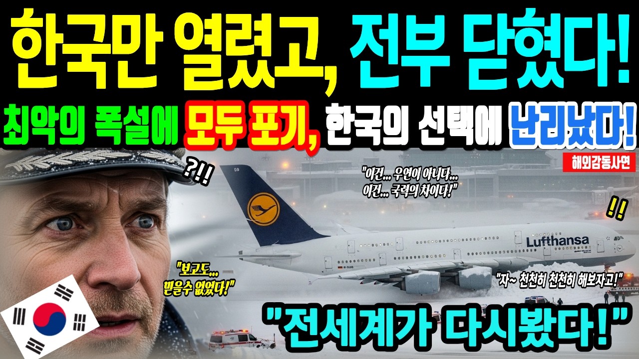 [해외감동사연] 폭설 속 전세계 공항이 문 닫은 밤, 한국 인천공항만 열렸다… 왜 하필 한국이었을까? 베테랑 외국인 기장이 털어놓은 충격적인 이유!