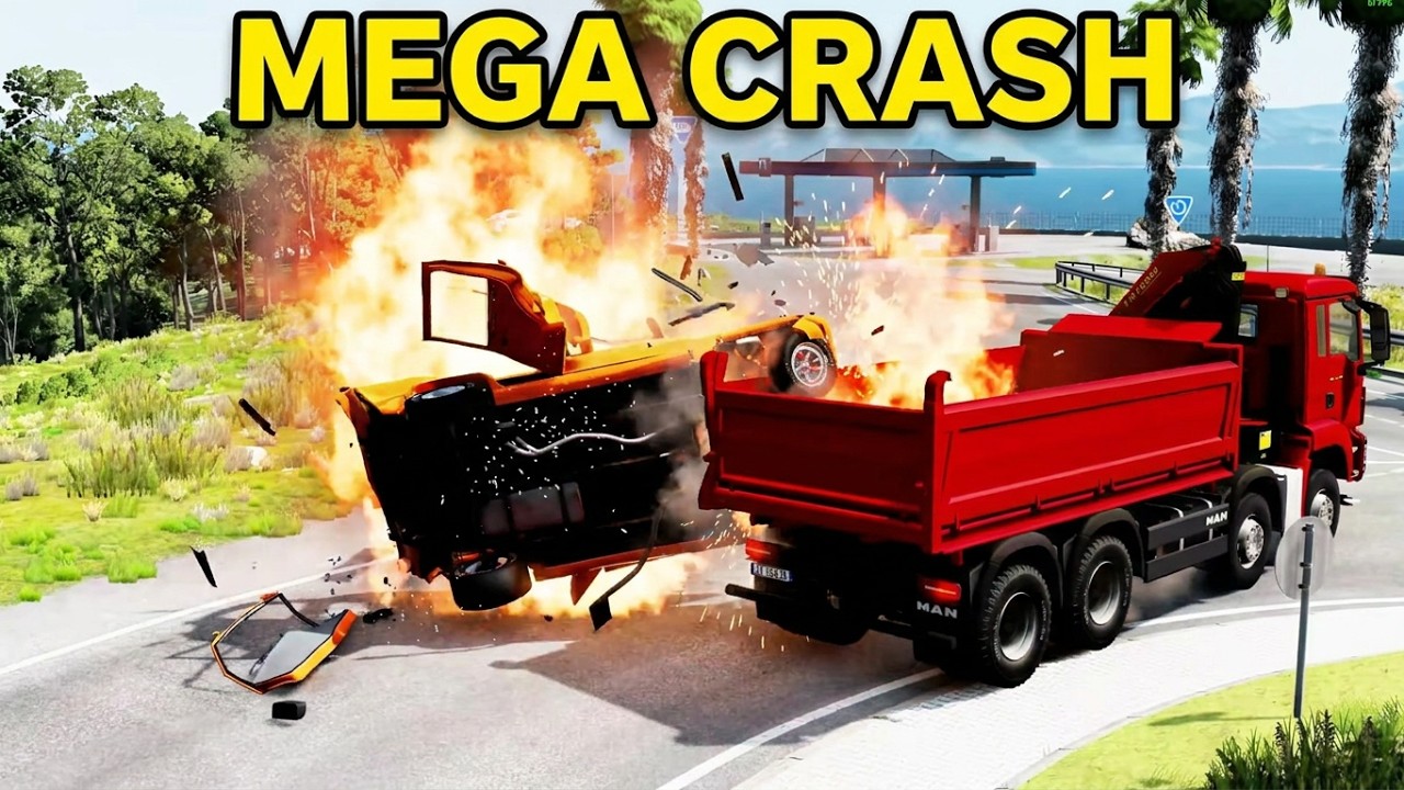 Cars vs Giant Bulge - 1BEAMNG - VIDEO PART #000046