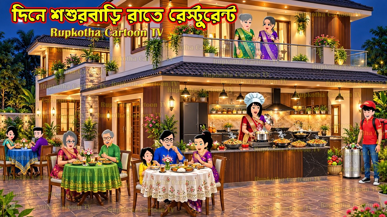 দিনে শশুরবাড়ি রাতে রেস্টুরেন্ট Dine Shosurbari Rate Restaurent | Cartoon | Rupkotha Cartoon TV
