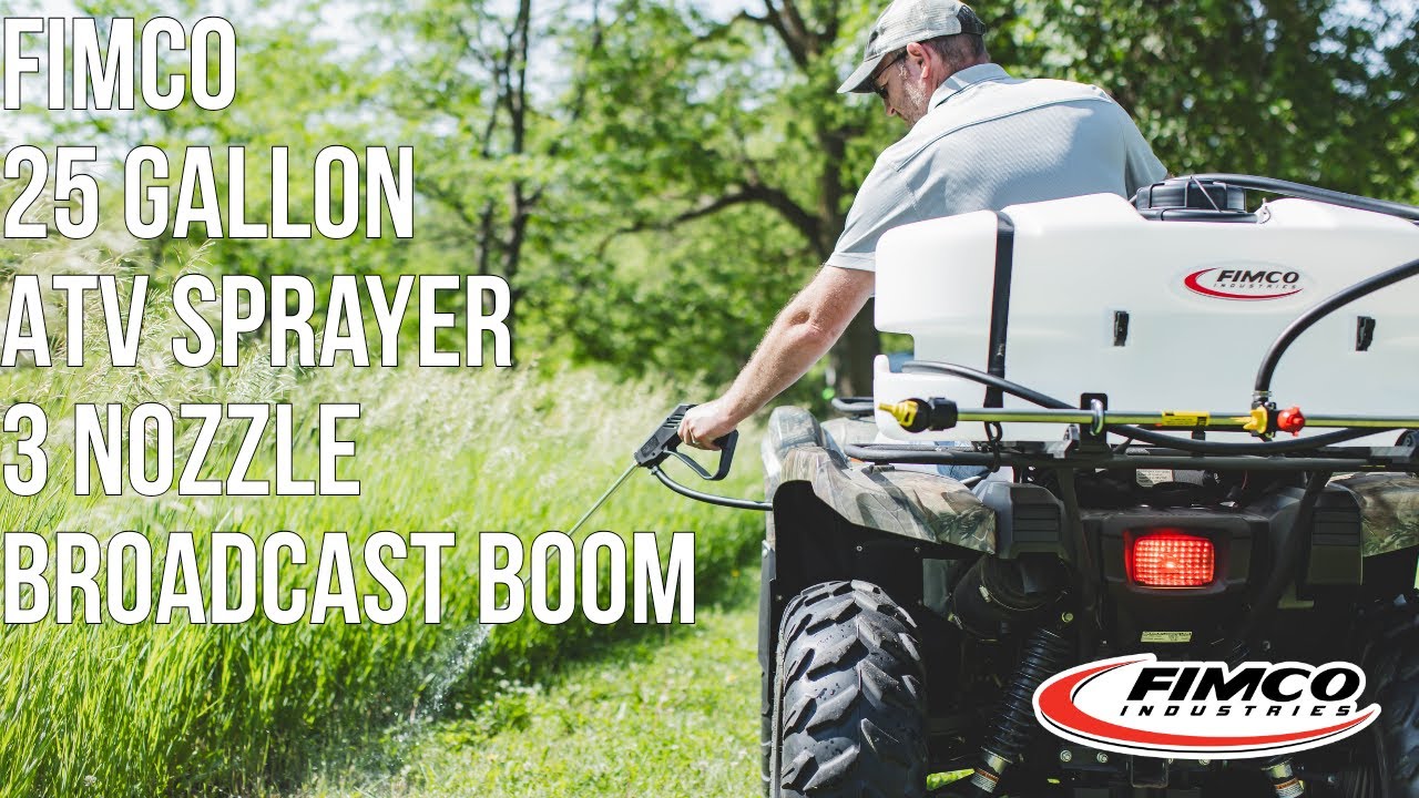Check out the FIMCO 25 Gallon ATV Sprayer with a 3 Nozzle Broadcast Boom