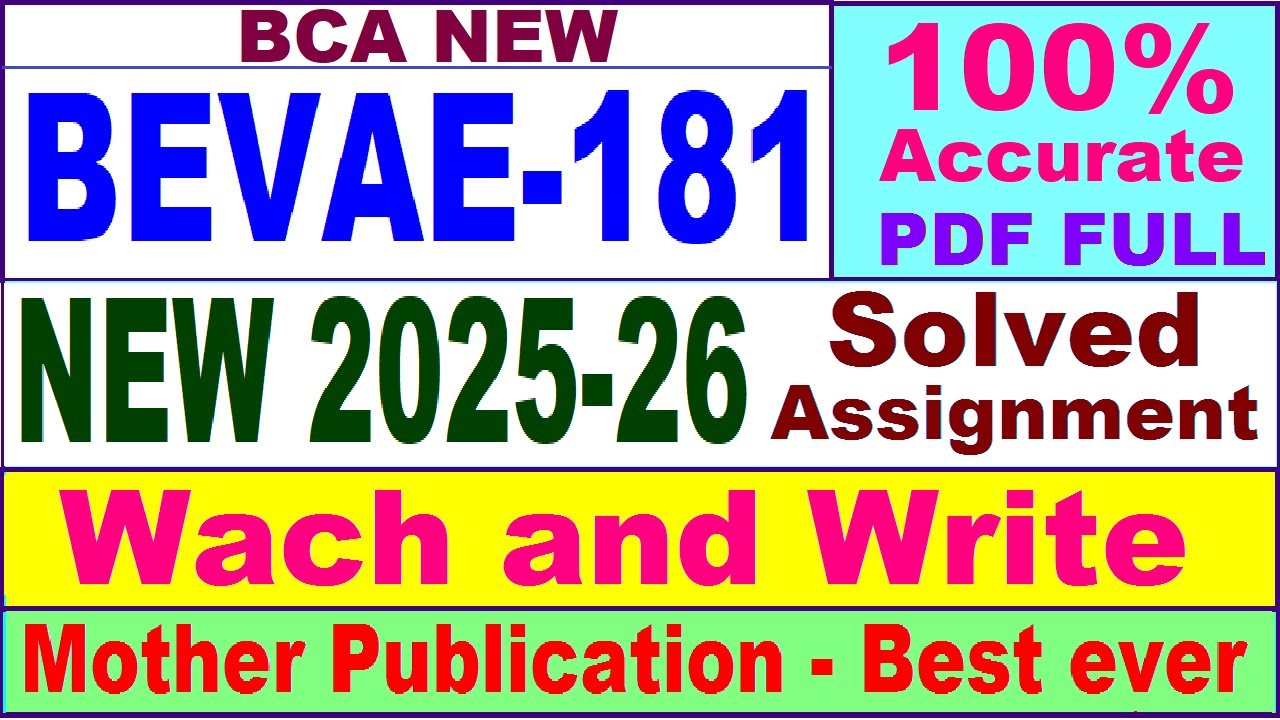 BEVAE 181 solved assignment 2025-26 in English || bevae 181 solved assignment 2026 || bca bevae181