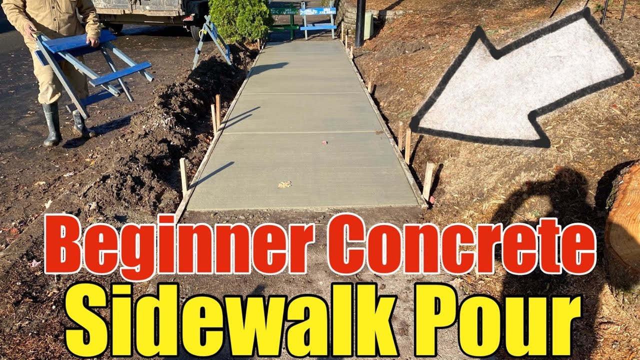 Beginner Concrete Sidewalk Slab Pour DIY | How To Pour A Concrete Public Sidewalk Step by Step DIY
