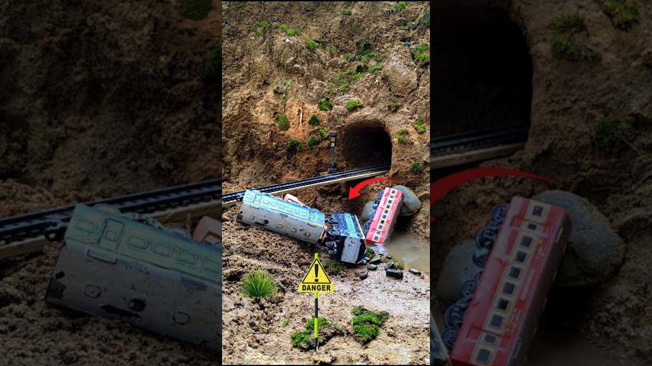 🚨 Train Derails at Tunnel Entrance | Miniature Diorama Crash Scene