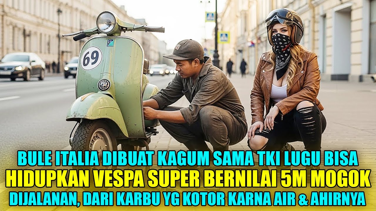 BULE ITALIA TERKEJUT! TKI LUGU INI HIDUPKAN VESPA SUPER 5 MILIAR YANG MOGOK DI JALANAN