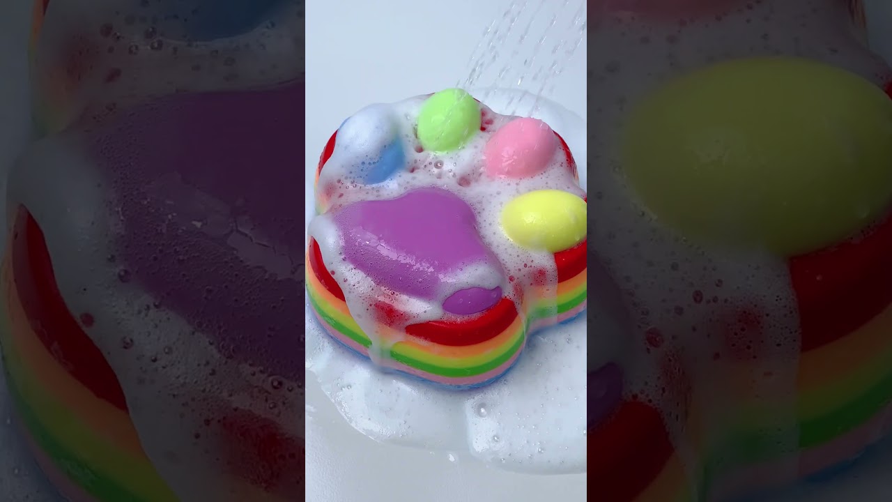 SQUISHY ASMR 🐾🐾 Rainbow Cat Paw  #asmr #satisfying