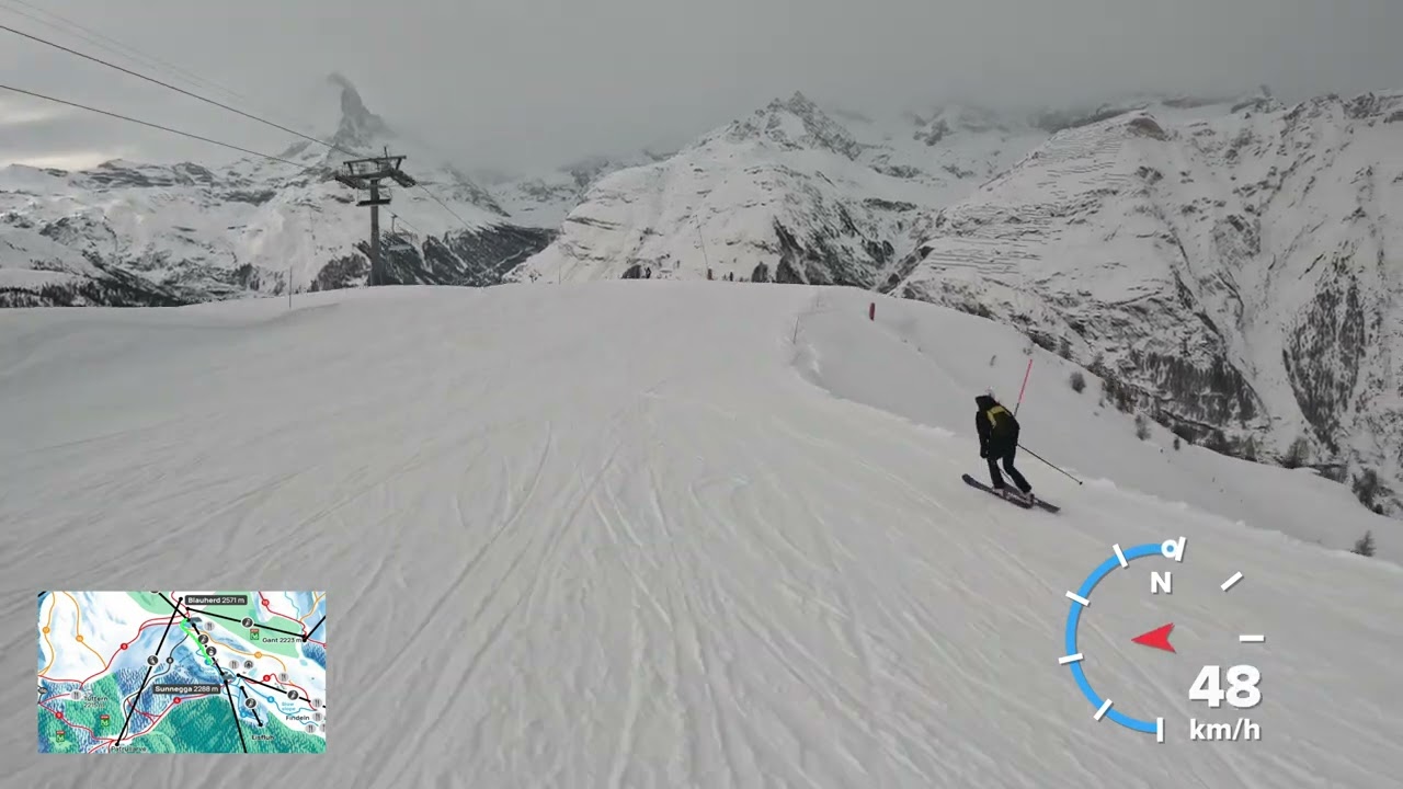 Zermatt 4K POV ski run (Sunnegga, Blauherd - Patrullarve)