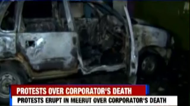 Protest In Meerut After A Local Corporator Shot Dead