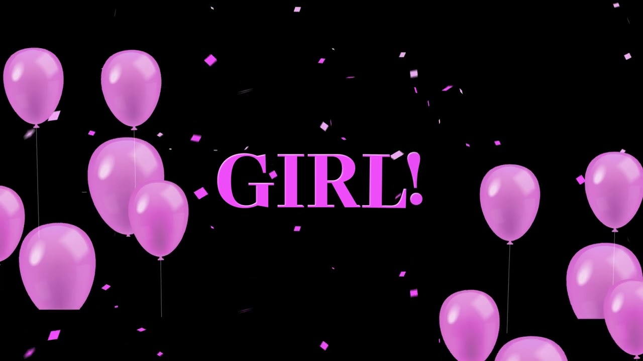 It’s a Girl! Gender Reveal Countdown – High Contrast Black Background - Projector reveal