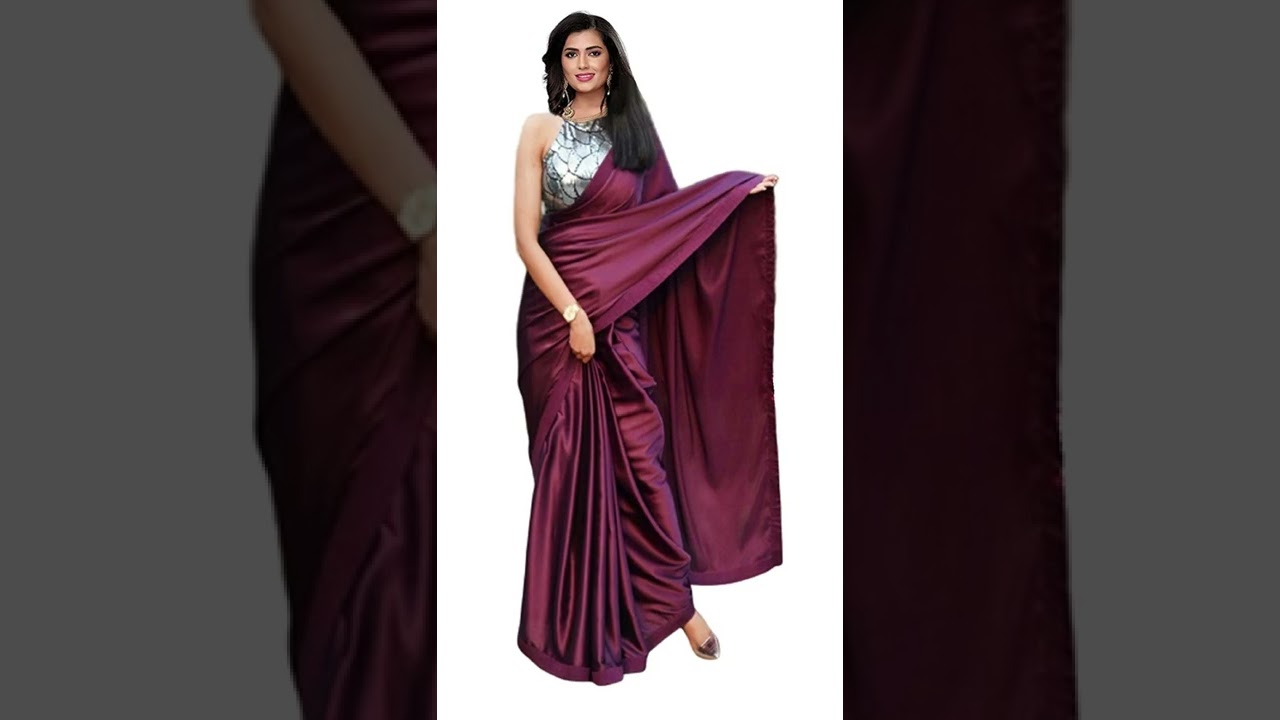 Bhimashankar Women's Japan Silk Satin Shiny Saree with Digital Print Blouse Wine