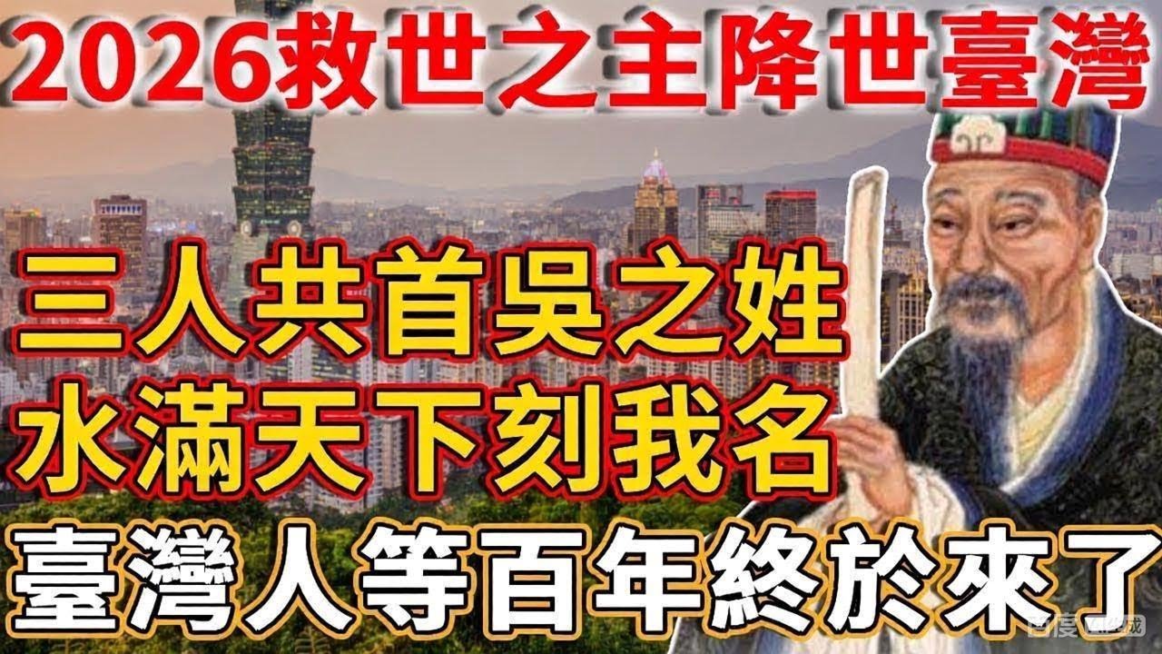 2026救世之主降世臺灣？劉伯溫驚人預言：三人共首吳之姓，水滿天下刻我名！難道救世聖人姓劉？就在臺灣此地？難怪臺民總能逆天改命！#禪語 #一禪語 #劉伯溫預言#聖人#台灣有救了