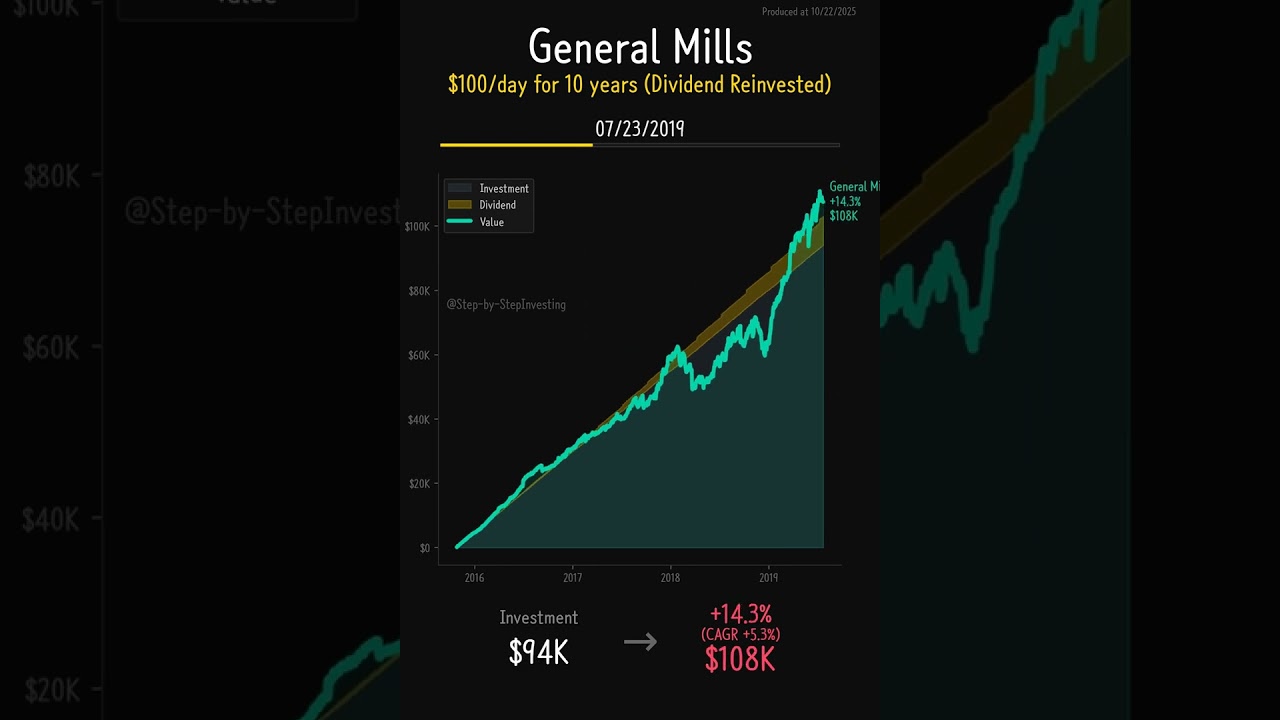 General Mills (GIS) - 10-Year Dollar Cost Averaging Analysis | $100 Daily Investment