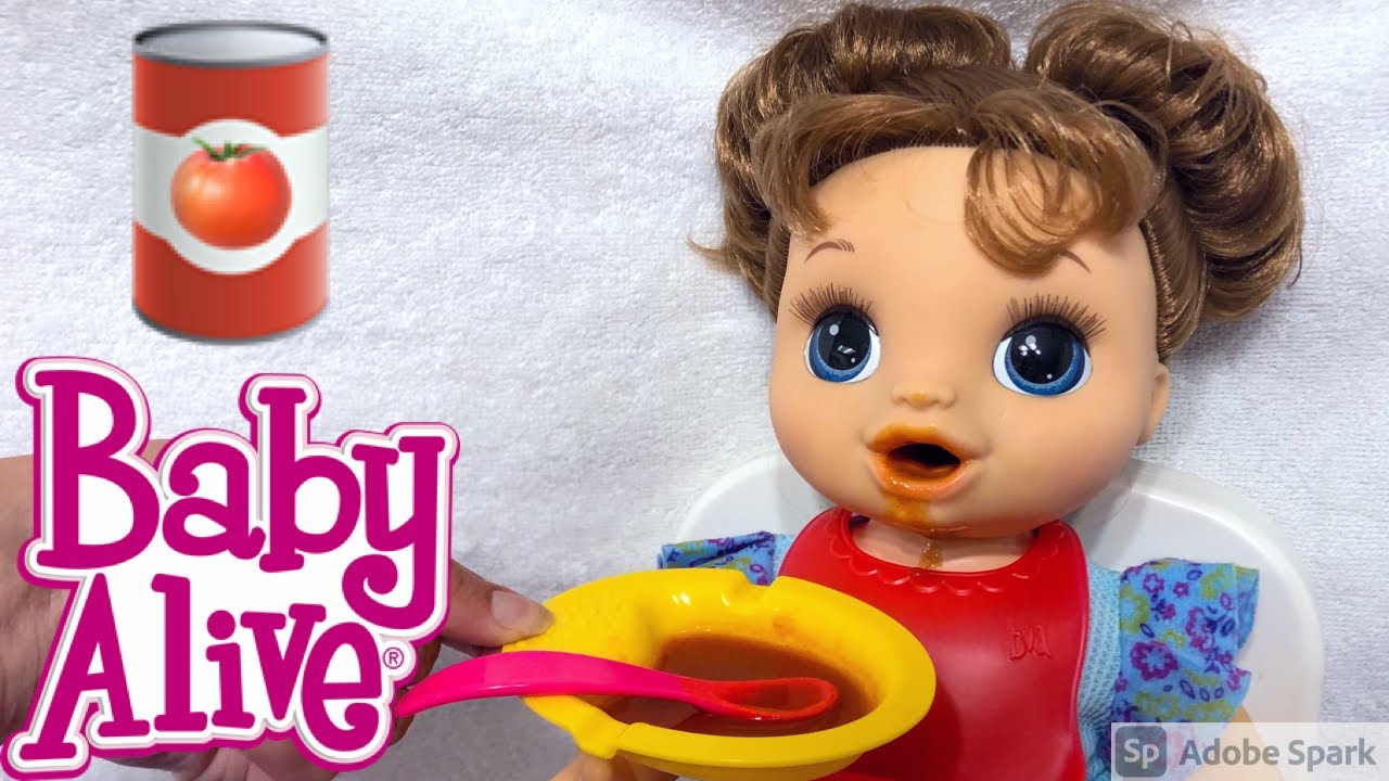 Feeding Baby Alive Happy Hungry Baby Doll Dinner & Juice 🥫 Night Routine!