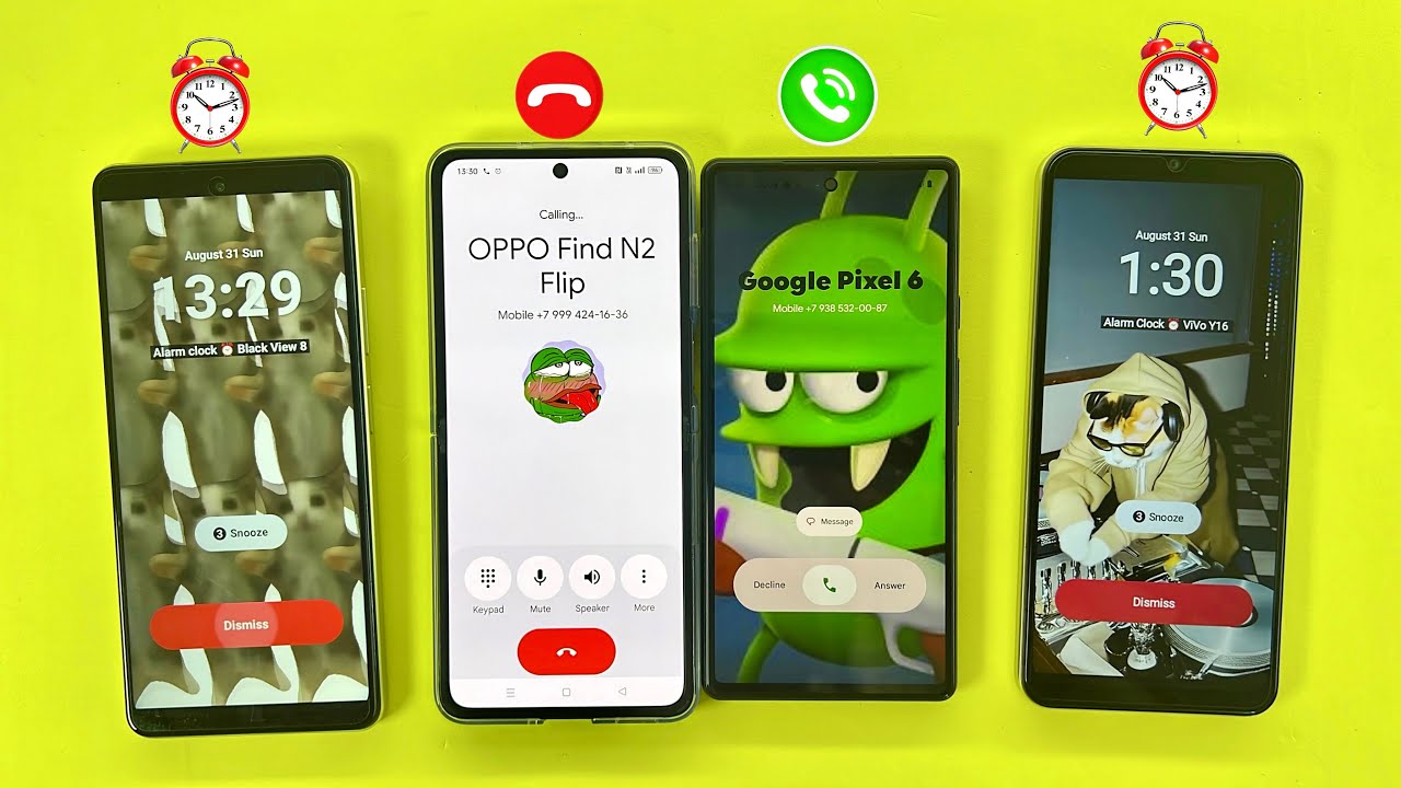 Incoming & Outgoing Calls Google Pixel 6 Vs OPPO Find N2flip/ Alarm Clock & Baby phone Games ViVo 