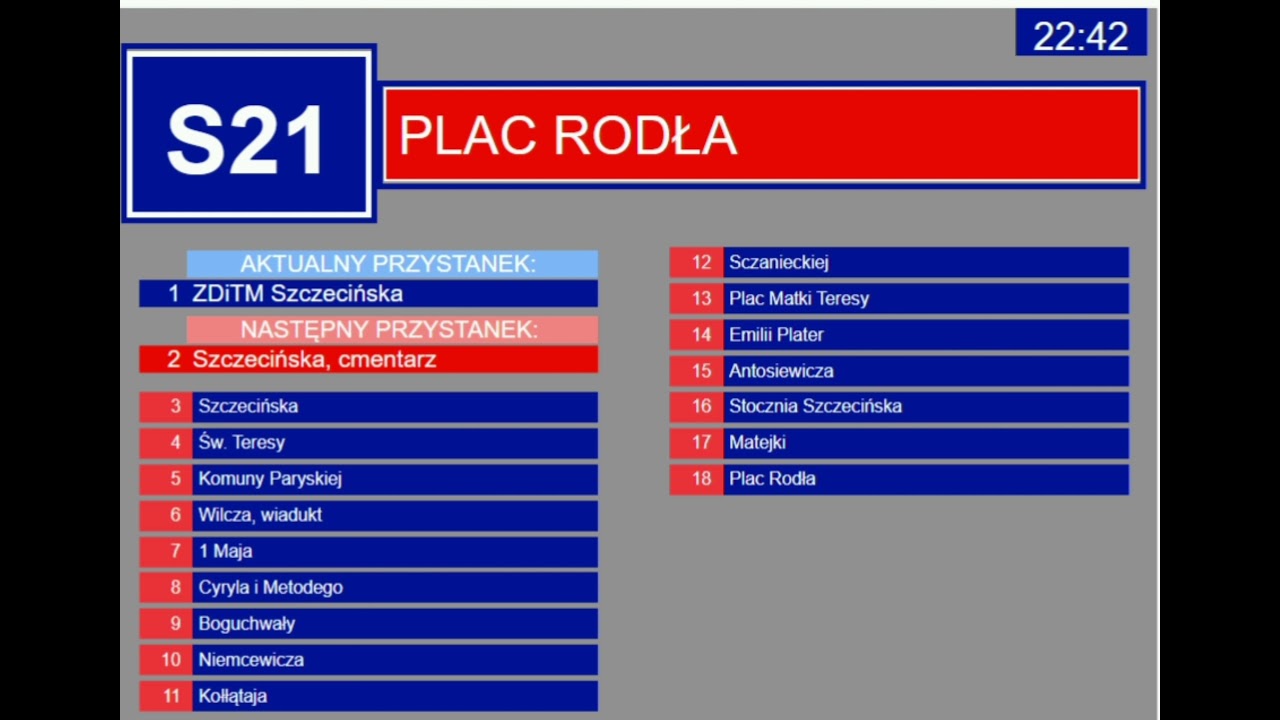 Szczecin - linia S21 - Zapowiedzi przystanków (Szczecińska, zajezdnia - Pl. Rodła) - OMSI 2