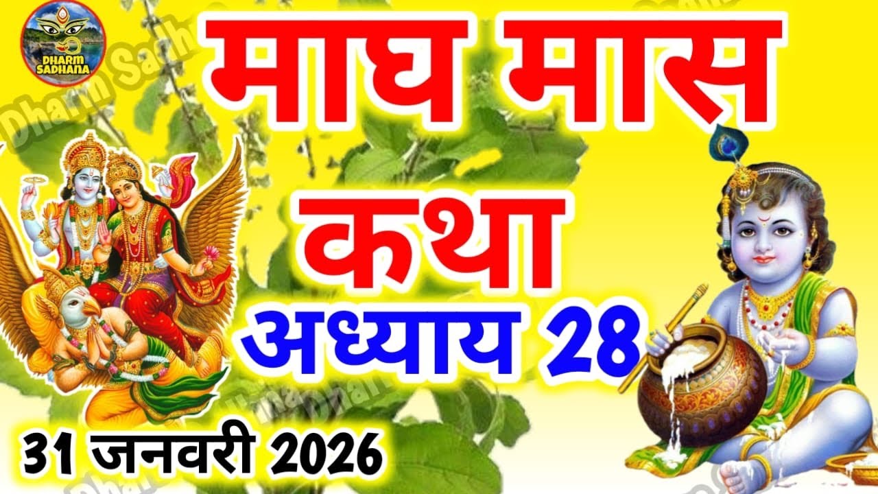 माघ मास कथा अध्याय  28 ॥Magh Mass Ki Katha Day 28 ॥Magh  Mass Mahatmya Adhyay 28 ॥Magh Mass Katha 28