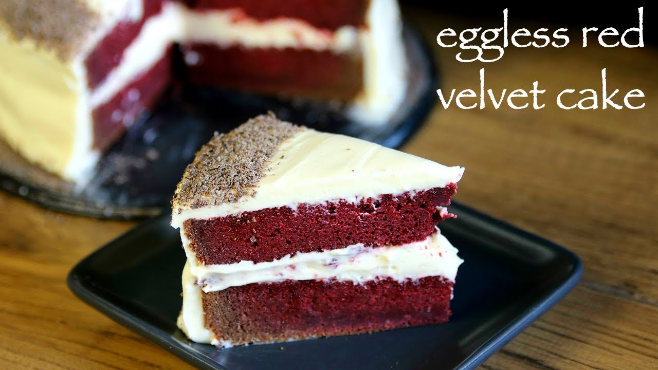 red velvet cake recipe | easy & moist eggless velvet cake recipe