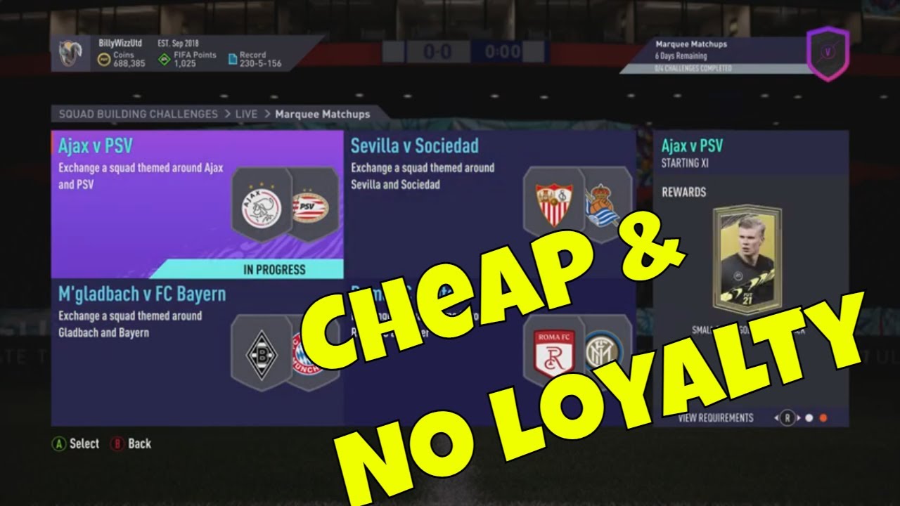 FUT 21 - SBC - Ajax v PSV - Marquee Matchups - Cheap & No Loyalty