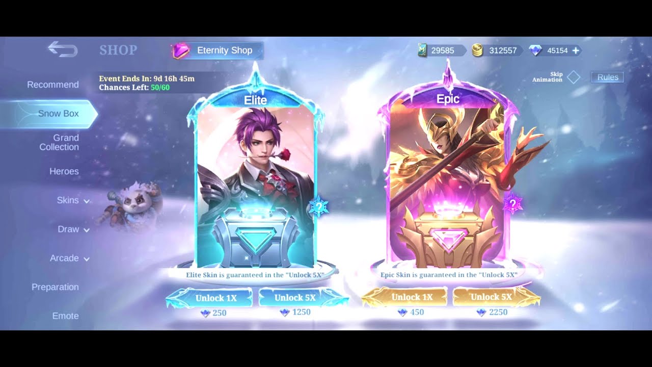 MLBB Event Snow Box Time Limited Epic Skin Draw