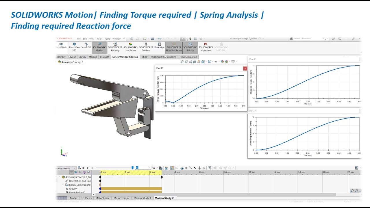 SOLIDWORKS Motion | Нахождение необходимого крутящего момента | Анализ пружины | Нахождение необх...
